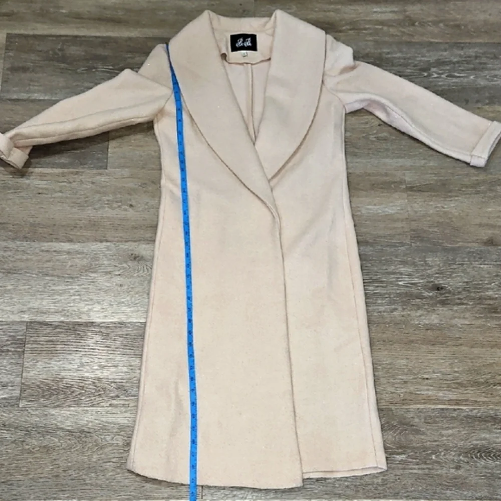 BeBe Wool Blend Pastel Pink With Silver Thredding Trech Coat Jacket - Picture 8 of 10